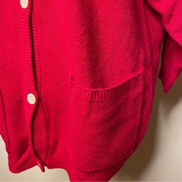 Vintage Kristen Cardigan Sweater Lambswool Button Front Grunge Cobain Red Large - Picture 4 of 9
